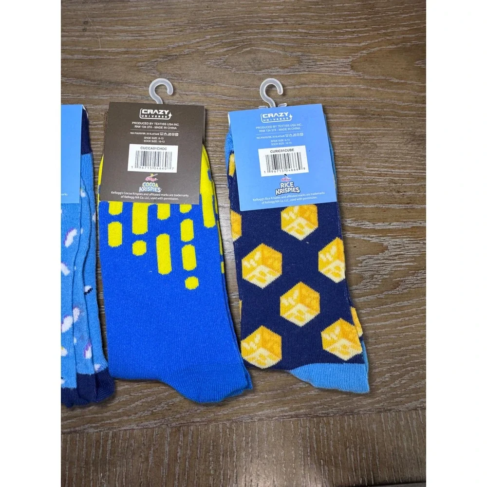 Kelloggs Rice Krispies Cocoa Krispies Crew Socks 3 Pk Bundle Mens Size 6-13 NEW